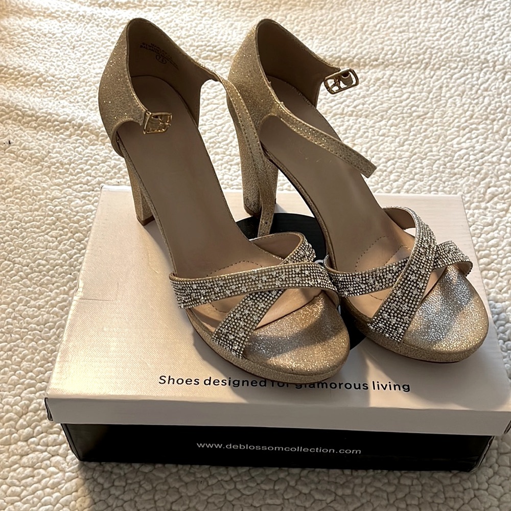 Champagne color dress shoes.